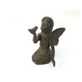 Cast Iron Fairy With Bird Sculpture