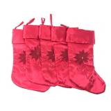 5 Red Satin Christmas Stockings