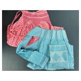 Vintage Hand Sewn Embroidered Kitchen Aprons (2)