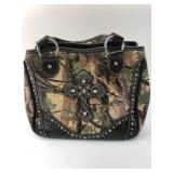American Bling Camo Handbag With Rhinestone Cross