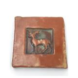 Vtg Moravian Pottery Red Clay Deer Art Tile