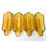 4 Amber Glass Banana Split Dishes