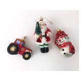 3 Glass Christmas Ornaments