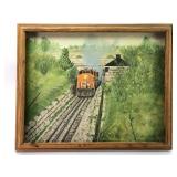 Dona Marie Train Oil Painting In Wood Frame