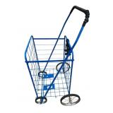 Blue Metal Folding Shopping Cart