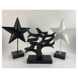 Black & White Star Sculptures & Bird Tree Decor