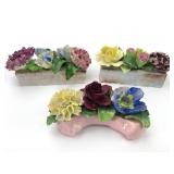 Adderley English Bone China Floral Log Planters