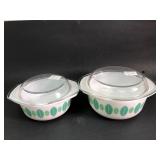 Modglass Leaf Pattern Bowls W/ Lids