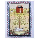 Folk Art Textile With House & Animals