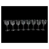 8 Clear Glass Wheat Etched Glasses 7.25 Tall