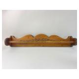 Wood Towel Rack With Carved Leaf Design