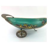 Sabra Brass & Green Enamel Wheelbarrow Bowl