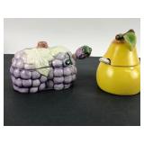 Ceramic Grape & Pear Shaped Condiment Jars with sp