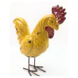 Yellow Ceramic Rooster With Metal Legs