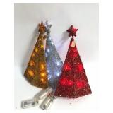 3 LED Battery-Operated Glitter Trees