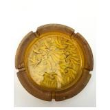 L.E. Smith Sand Scroll Amber Glass Ashtray