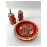 Werner Simoni Painted Bowl & Shakers Set