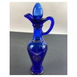 Avon Blue Glass Decanter With Gold Trim