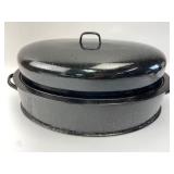 Savory Black Enamelware Roaster With Lid