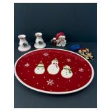 Hallmark Snowman Plate & Christmas Decor Set