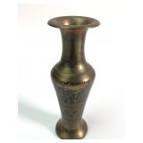 Etched Brass Vase 5" Decorative Piece