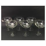 6 Clear Glass Coupe Champagne Glasses