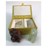 Chinese Carved Stone Animal Figures In Box