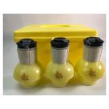 Vintage McKee Yellow Glass Bottles & Carrying Case