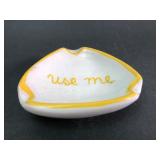 Ceramic Spoon Rest With Yellow Trim