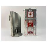 Vintage Tin With Lid & Metal Candle Holder
