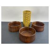 E.O. Brody Vase & 3 Suburban Supply Bowls