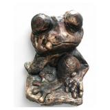 Concrete Frog Garden Statue Bronze Finish