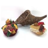 Turkey Decor Lot W/ Cornucopia & Baskets