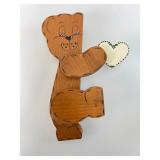 Wooden Bear Holding Heart Wall Hanging