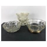 3 Pressed Glass Bowls & Compote