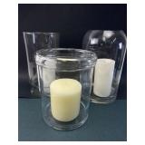 3 Glass Containers With Wax Candles