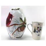 Mikasa Mug & Winter Cardinal Vase