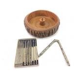 Wooden Nut Bowl With Nut Cracker & Tools