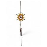 Copper Sunburst Wind Chime With Glass Accents