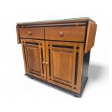 Wood Buffet With Drop Leaves & Glass Top