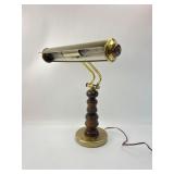 Mid-Century Brass & Wood Piano Desk Lamp