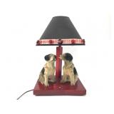 Dog Figurines Table Lamp With Fabric Shade