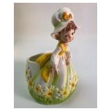 Relpo 6383 7" Girl Planter With Flowers