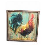 Rustic Rooster Artwork On Wood Panel