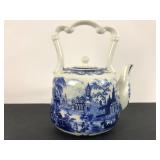 Blue & White Porcelain Teapot With Scenic Design
