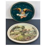 Currier & Ives Metal Trays 14×12´´ Set Of 2