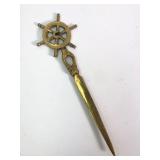 Brass Ship Wheel-Inspired Letter Opener 9"