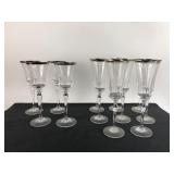 12 Silver Rimmed Stemmed Glasses