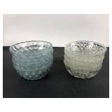 8 Clear & Blue Glass Bowls