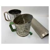 Perfect Flour Sifters & Metal Grater Lot